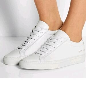 Woman by Common Projects White Italian Leather Minimalist Luxury Designer Shoe39